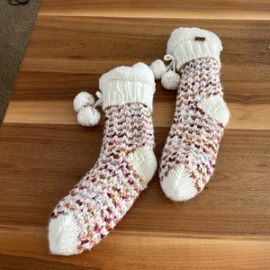 BearPaw Stocking with Pom poms. Excellent thick size Med. #91A